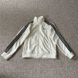 Adidas White Track Jacket with Black Stripes